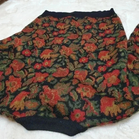 La Dame Australia Multi-Color Knit Cardigan Sweater sz L Wool Blend Dark Floral - Picture 7 of 7